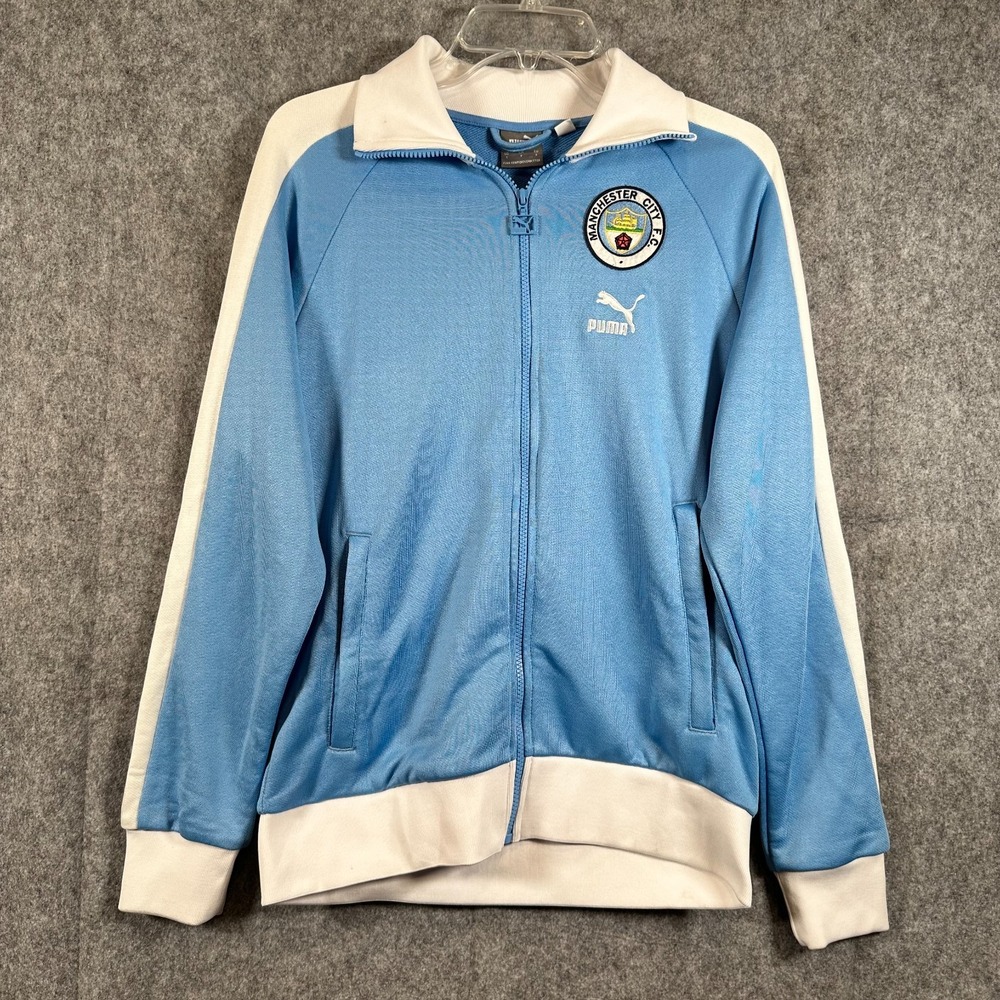 Puma Manchester City Soccer Track Jacket Mens Small Full Zip Blue Heritage T7